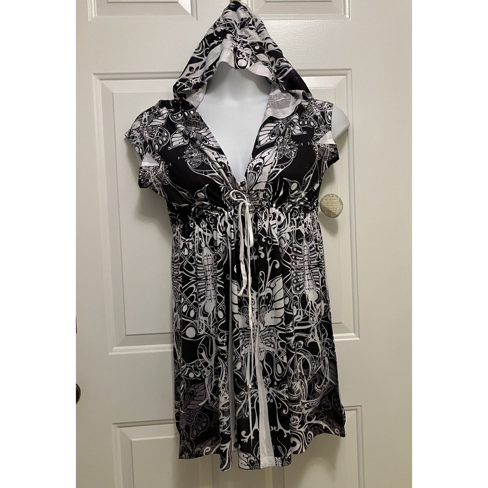 Live And Let Live NWT White Brown Floral Beach Shirt Coverup Large Boho Women’s - Picture 1 of 7